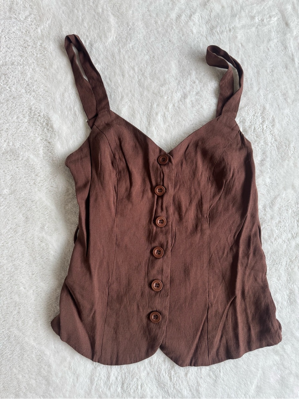 GLG Good Luck Gem Button-Front Tie-Back Cami — Small, Brown